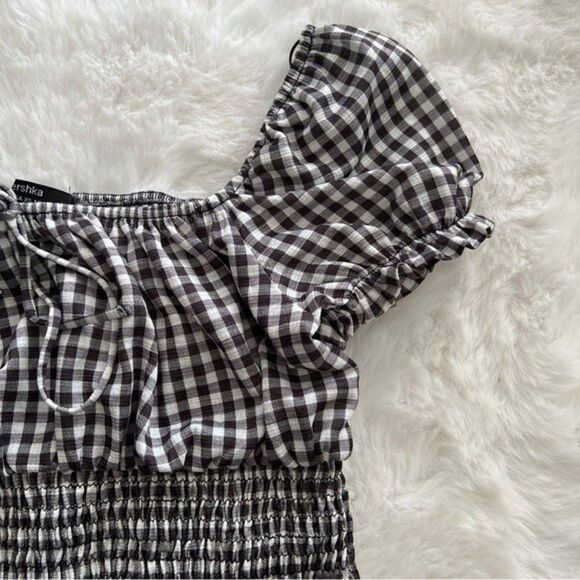Bershka Gingham Cropped Top Black - Picture 12 of 15
